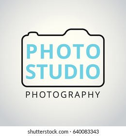 White and Sky Blue Vector Icons for Photographer on White Background. Camera Icon