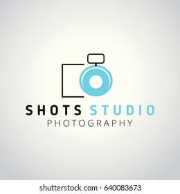 White and Sky Blue Vector Icons for Photographer on White Background. Camera Icon