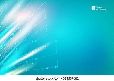 White Skyflare over blue background. Element blue light with blur effect. Abstract glow. Asymmetric triangle structure. Vector illustration.