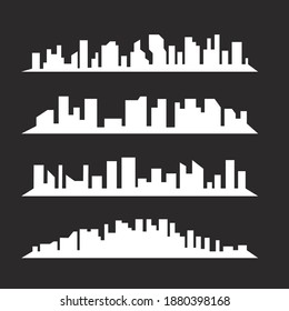 White skyline city architecture isolated on black. Design city skyline panorama landscape. Vector illustration white cityscape