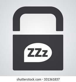 White Sleep icon on black pad lock