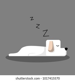 White Sleeping Dog Cartoon Vector, for design, banner, logo