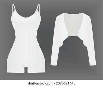 White sleeveless jumpsuit and cardigan. vector illustration