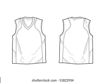 White sleeveless shirt template, front and back