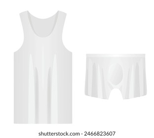 White sleeveless t shirt and panties. vector illustration