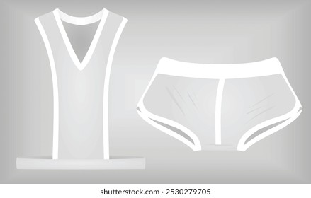 Camiseta sem mangas brancas e shorts. ilustração vetorial