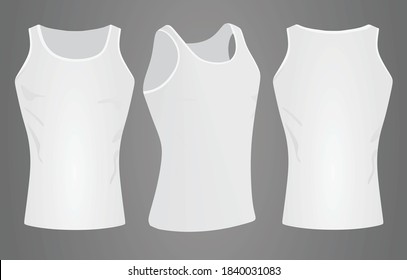 White sleeveless t shirt. vector illustration