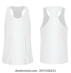 White sleeveless t shirt. vector illustration