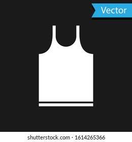 White Sleeveless T-shirt icon isolated on black background.  Vector Illustration