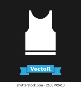 White Sleeveless T-shirt icon isolated on black background.  Vector Illustration