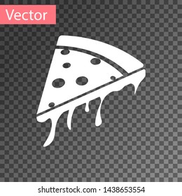 White Slice of pizza icon isolated on transparent background. Vector Illustration