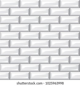 White Slick Surface Bricks Wall Seamless Background. EPS10 Vector