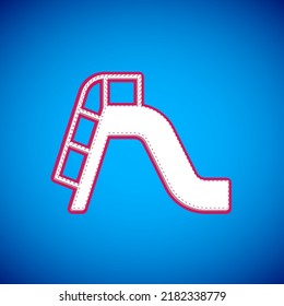 White Slide playground icon isolated on blue background. Childrens slide.  Vector