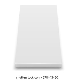 White slim cardboard box template for chocolate, crayons, pencils. Packaging collection. Vector illustration.