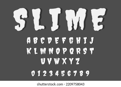 White slime alphabet collection design vector, font effect style on isolated background