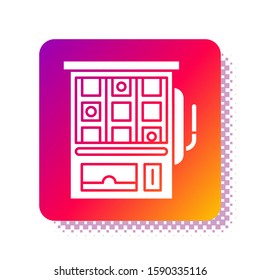 White Slot machine icon isolated on white background. Square color button. Vector Illustration
