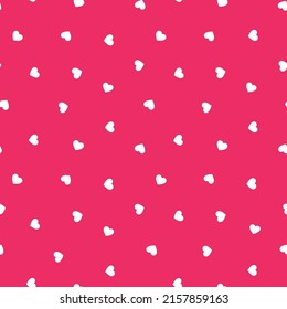 White small hearts seamless pattern with pink background.