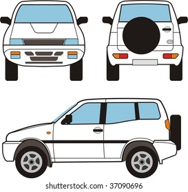 White small off road, vector black lines over white background