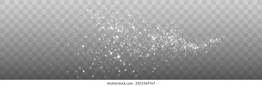 White Small realistic glare Magic bokeh. Texture Powder small light dust white. Powder sugar png explosion or splash, falling flour, salt powder falling gently.