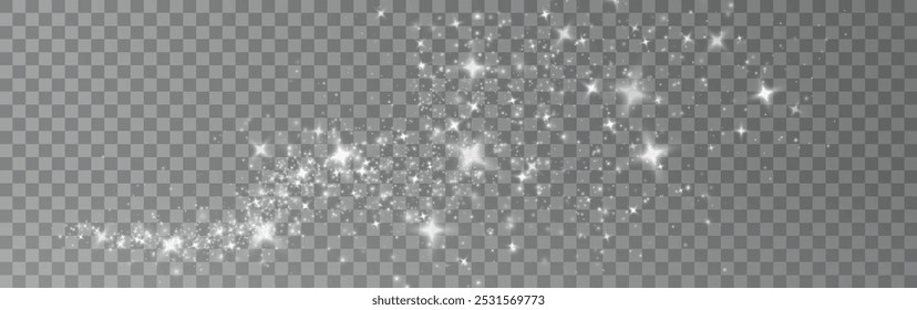 White Small realistic glare Magic bokeh. Texture Powder small light dust white. Powder sugar png explosion or splash, falling flour, salt powder falling gently.