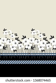 white small seamless flowers border pattern on background
