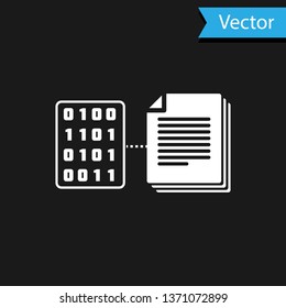 White Smart contract icon isolated on black background. Blockchain technology, cryptocurrency mining, bitcoin, altcoins, digital money market. Vector Illustration