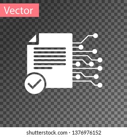 White Smart contract icon isolated on transparent background. Blockchain technology, cryptocurrency mining, bitcoin, altcoins, digital money market. Vector Illustration