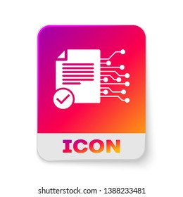 White Smart contract icon isolated on white background. Blockchain technology, cryptocurrency mining, bitcoin, altcoins, digital money market. Rectangle color button. Vector Illustration