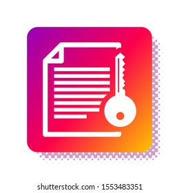 White Smart contract icon isolated on white background. Blockchain technology, cryptocurrency mining, bitcoin, altcoins, digital money market. Square color button. Vector Illustration