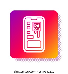 White Smart control farming system mobile application icon isolated on white background. Square color button. Vector Illustration