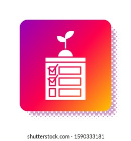 White Smart farming technology - timer farm automation system in app icon isolated on white background. Square color button. Vector Illustration