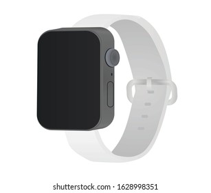 White smart hand watch. vector illustration