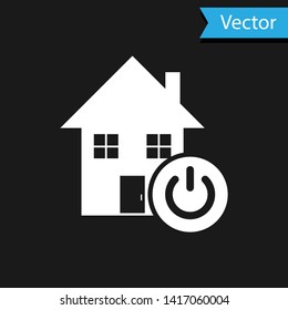 White Smart home icon isolated on black background. Remote control. Vector Illustration