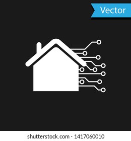 White Smart home icon isolated on black background. Remote control. Vector Illustration