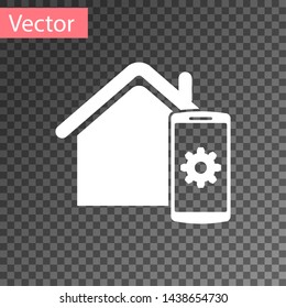 White Smart home - remote control system icon isolated on transparent background. Vector Illustration