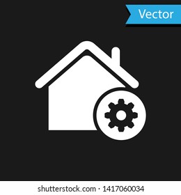 White Smart home settings icon isolated on black background. Remote control. Vector Illustration