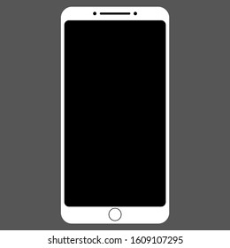 White smart phone icon with button isolated