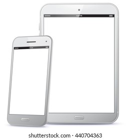 White Smart Phone and Tablet Computer Vector illustration