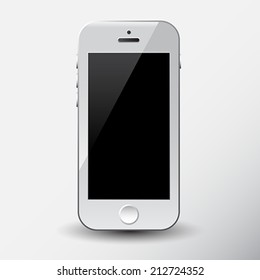 White smart phone template display.  Isolated on white background.  Vector illustration.