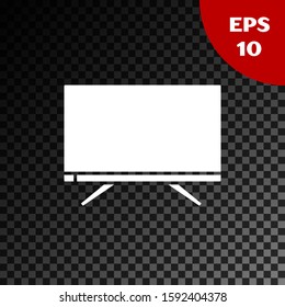 White Smart Tv icon isolated on transparent dark background. Television sign.  Vector Illustration