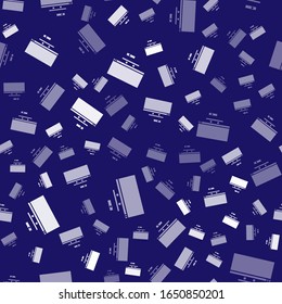 White Smart Tv icon isolated seamless pattern on blue background. Television sign.  Vector Illustration