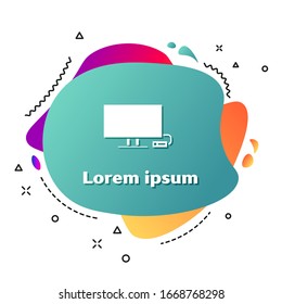 Weißes Smart-TV-Symbol einzeln auf weißem Hintergrund. Fernsehzeichen. Abstrakter Banner mit flüssigen Formen. Vektorillustration-Illustration