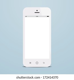 white smartphone with black screen on blue background