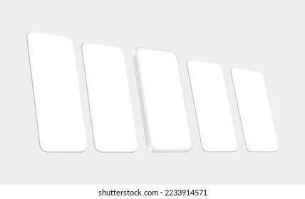 White Smartphone with Blank App Screens Perspective Side View. Vector Illustration