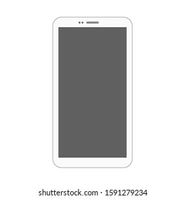 white smartphone with blank dark screen isolated on white background. vector illustration
