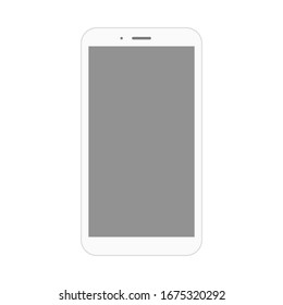 white smartphone with blank dark screen isolated on white background. vector illustration