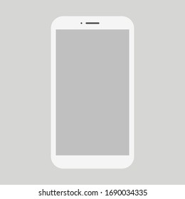 smartphone blanco con pantalla gris en blanco aislado en fondo gris. ilustración vectorial 