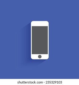 White smartphone with blank screen.
