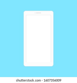 white smartphone with blank white screen isolated on blue background. vector illustration