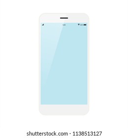 White smartphone with blank touch screen isolated on white background. Illustration vector.